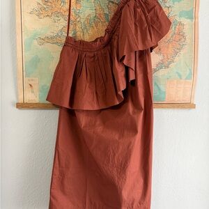 LOFT Asymmetrical Rust Skirt